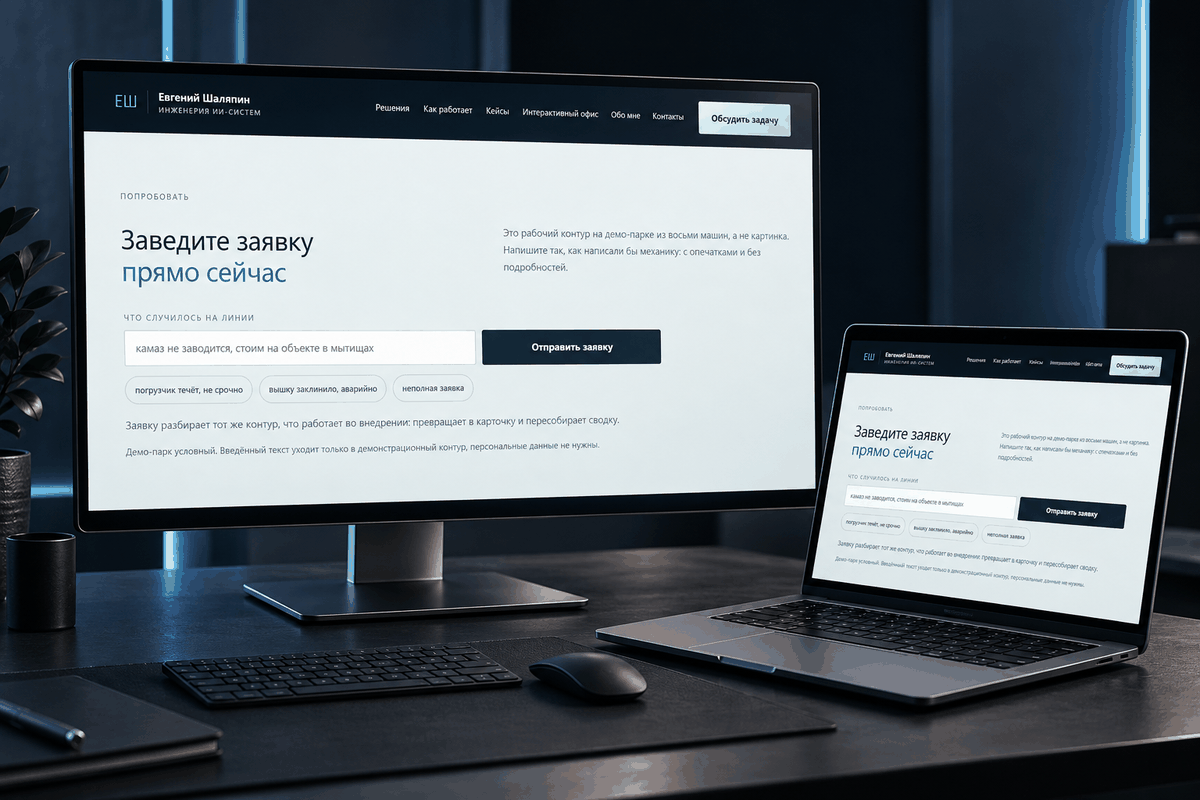 Интерактивный офис на мониторе и ноутбуке